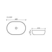 Накладной умывальник чаша Ceramicanova Element овальная, 600х415х135 мм CN5009