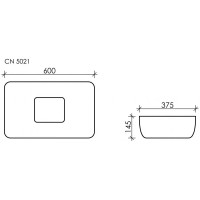 Накладной умывальник чаша Ceramicanova Element прямоугольная, 600х375х145 мм CN5021