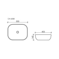 Умывальник чаша Ceramicanova накладная, прямоугольная Element 505х405х140 мм CN6008