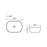 Умывальник чаша Ceramicanova Element накладная, прямоугольная 455х325х135 мм CN6009