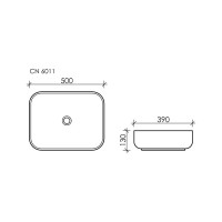 Умывальник чаша Ceramicanova Element накладная, прямоугольная, 500х390х130 мм CN6011