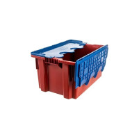 Ящик Тара.ру п/э 600х400х365 сплошной, с синей крышкой, Safe PRO, красный 18662