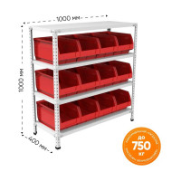 Стеллаж с ящиками IRONMEBEL Optimus-box M-СТЯ101040(2)