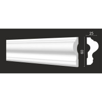 Стеновой молдинг Decor-Dizayn ударопрочный влагостойкий под покраску 60Х25Х2000 мм DD302