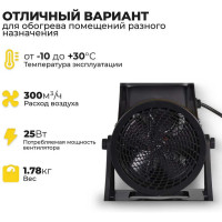 Тепловая электрическая пушка Eurolux ТЭПК-EU-3000K керамический нагревательный элемент, круглая 67/1/37