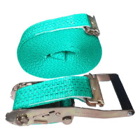 Стяжка для крепления груза Дали-Авто евроборт 5-10 тонн, зеленая лента с белой вставкой DA-01477