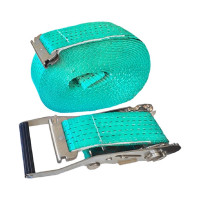 Стяжка для крепления груза Дали-Авто евроборт 5-10 тонн, зеленая лента с белой вставкой DA-01477