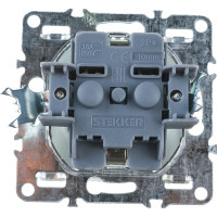 1-местная розетка STEKKER с заземлением, механизм, 250В, 16А, серия Эрна, белый PST16-9110-01 39317