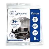 Светодиодная лента FERON LS502/ 180SMD 2835 /м 16Вт/м 24V 5000х10х1.22мм 4000К 41528