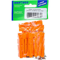 Набор для крепления ВИРТУОЗ дюбель 10х61 U, шуруп 6х80 потайная головка, желтый цинк, 16 шт. 94049