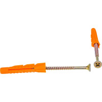 Набор для крепления ВИРТУОЗ дюбель 10х61 U, шуруп 6х80 потайная головка, желтый цинк, 16 шт. 94049