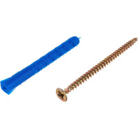 Набор для крепления ВИРТУОЗ дюбель 6x50 К, шуруп 4x60 потайная головка, желтый цинк, 100 шт. 550-00552