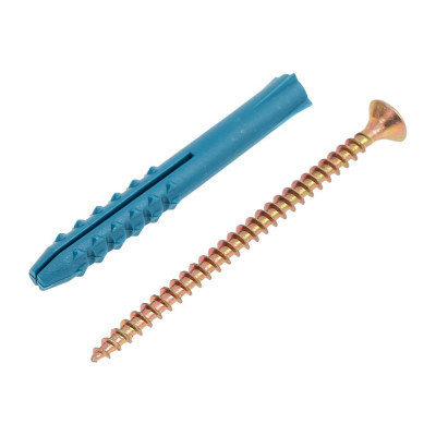 Набор для крепления ВИРТУОЗ дюбель 6х50 К, шуруп 4х60 потайная головка, желтый цинк, 18 шт. 00286