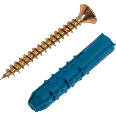 Набор для крепления ВИРТУОЗ дюбель 8х40 К, шуруп 5х45 потайная головка, желтый цинк, 18 шт. 87263