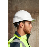 Защитная каска строительная Delta Plus DIAMOND VI WIND из АБС пластика с вентиляцией белого цвета, DIAM6WTRBC