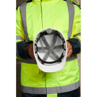 Защитная каска строительная Delta Plus DIAMOND VI WIND из АБС пластика с вентиляцией белого цвета, DIAM6WTRBC