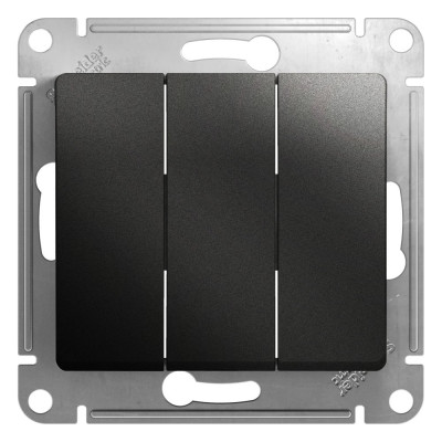 3-клавишный механизм выключателя Systeme Electric скрытой проводки Glossa 10А IP20 1+1+1 10AX антрацит GSL000731