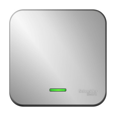 1-клавишный выключатель Systeme Electric открытой проводки Blanca 10А IP20 1 250В с подсветкой алюминий BLNVA101113