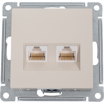 2-местный механизм розетки компьютерной Systeme Electric AtlasDesign RJ45 + RJ45 категории 5e бежевый ATN000285