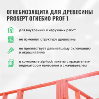 Огнебиозащита для древесины PROSEPT ОГНЕБИО 1 - концентрат, 16 кг, мешок  (100 л готового раствора) 075-16