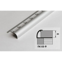 Профиль для плитки ЛУКА алюминиевый окантовочный, 9 мм, 2.7 м, анодированный, серебро УТ000013616