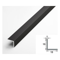 Декоративный угловой профиль ЛУКА алюминиевый 15х15 мм, 2.7 м, черный, 5 шт. уп. УТ000020752