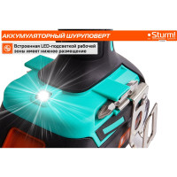 Аккумуляторная дрель Sturm 18 В, 1BatterySystem, 2 акк. 2,0Ач,съемный патрон, кейс CD3618T