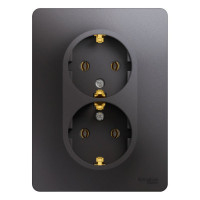 2-местная розетка Systeme Electric скрытой проводки Glossa 16А IP20 250В с заземлением в сборе графит GSL001324
