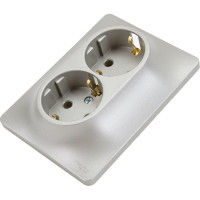 2-местная розетка Systeme Electric скрытой проводки Glossa 16А IP20 250В с заземлением в сборе платина GSL001224