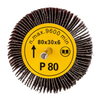 Головка-щётка лепестковая на шпильке (80x30x6 мм; Р80) Orientcraft OCFW80306080