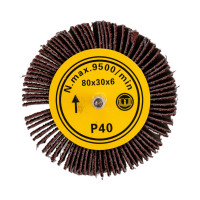 Головка-щётка лепестковая на шпильке (80x30x6 мм; Р40) Orientcraft OCFW80306040