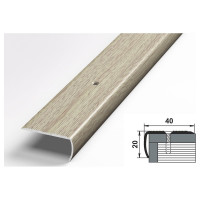 Порог угловой алюминиевый (40х20 мм; 0.9 м; декоративный; дуб беленый) Лука 00000001560