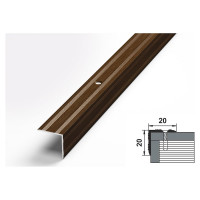 Порог угловой алюминиевый (20х20 мм; 0.9 м; декоративный; венге) Лука 00000002047