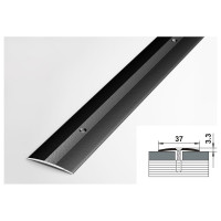 Порог прямой алюминиевый (37 мм; 0.9 м; декоративный; черный) Лука 00000001540