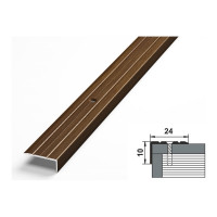 Порог угловой алюминиевый (24х10 мм; 0.9 м; декоративный; венге) Лука 00000002905