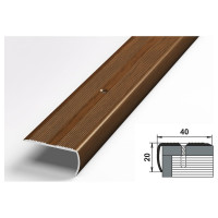Порог угловой алюминиевый (40х20 мм; 0.9 м; декоративный; дуб темный) Лука 00000001678