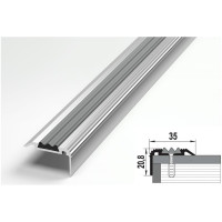 Порог угловой противоскользящий алюминиевый (35х20.8 мм; 0.9 м; без покрытия) Лука 00000001641