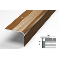 Порог угловой алюминиевый (54х41.8 мм; 0.9 м; декоративный; орех) Лука 00000001751