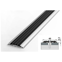 Порог прямой алюминиевый (40 мм; 2.7 м; без покрытия; черная резинка) Лука УТ000024462