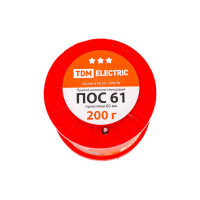 Припой ПОС 61 проволока серия "Алмаз" (2 мм, 200 г, ГОСТ 21931-76, катушка) TDM ELECTRIC SQ1025-0317