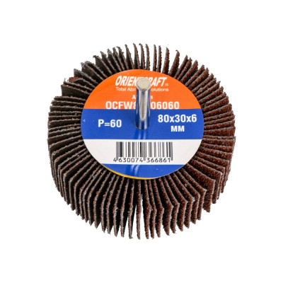 Головка-щётка лепестковая на шпильке (80x30x6 мм; P60) Orientcraft OCFW80306060