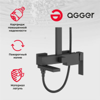Грэйт душевая система для ванны/душа Agger черная A2893344