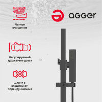 Грэйт душевая система для ванны/душа Agger черная A2893344