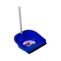 Совок для мусора OfficeClean Professional со щеткой-сметкой, алюминиевая ручка 70 см, пластик, резиновая кромка 266770