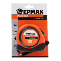 Рулетка ЕРМАК Автостоп, двукомпонентный корпус, 5мх19мм 658-121