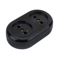 Розеточная колодка TDM ELECTRIC 2 гнезда 2П 16А макс. 250B Ретро карболит SQ1806-0103