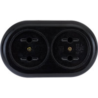 Розеточная колодка TDM ELECTRIC 2 гнезда 2П 16А макс. 250B Ретро карболит SQ1806-0103