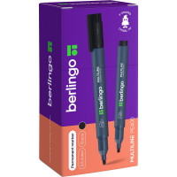 Маркер перманентный Berlingo "Multiline PE400" черный, скошенный, 0,5-4мм, 12 шт. BMc_04601