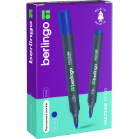 Маркер перманентный Berlingo "Multiline PE300" синий, пулевидный, 3мм, 12 шт. BMc_16202