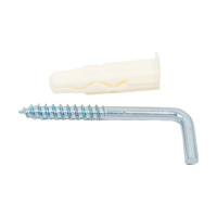 Дюбель ЕВРОПАРТНЕР MULTI 8 + крюк- шуруп, L-образный, d4,9 х L50 ZN, 10 шт. RB2 0158